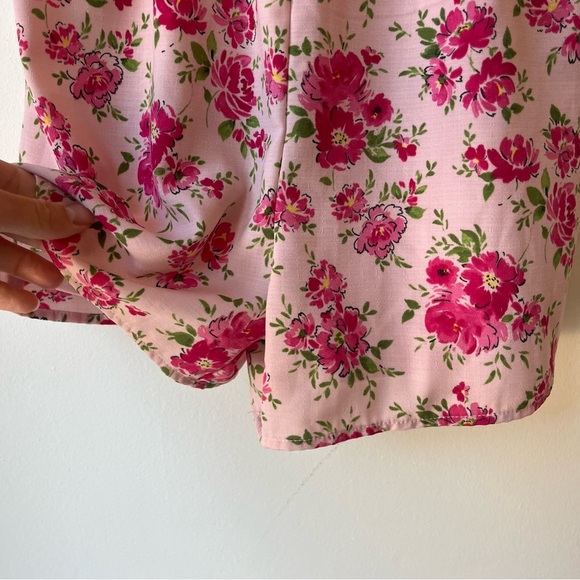 Zunie Girls Pink Floral Smocked Ruffle Sleeve Romper Size 14 Lined One Piece - Picture 10 of 10